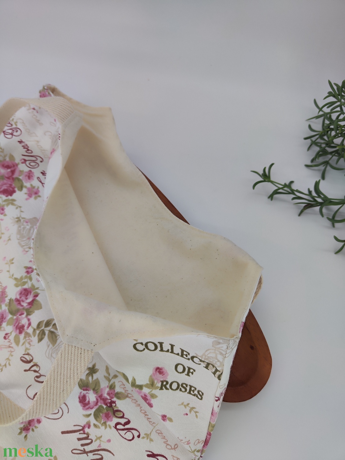 Dóra vászontáska rózsaszín rózsás / textilszatyor - táska & tok - bevásárlás & shopper táska - shopper, textiltáska, szatyor - Meska.hu