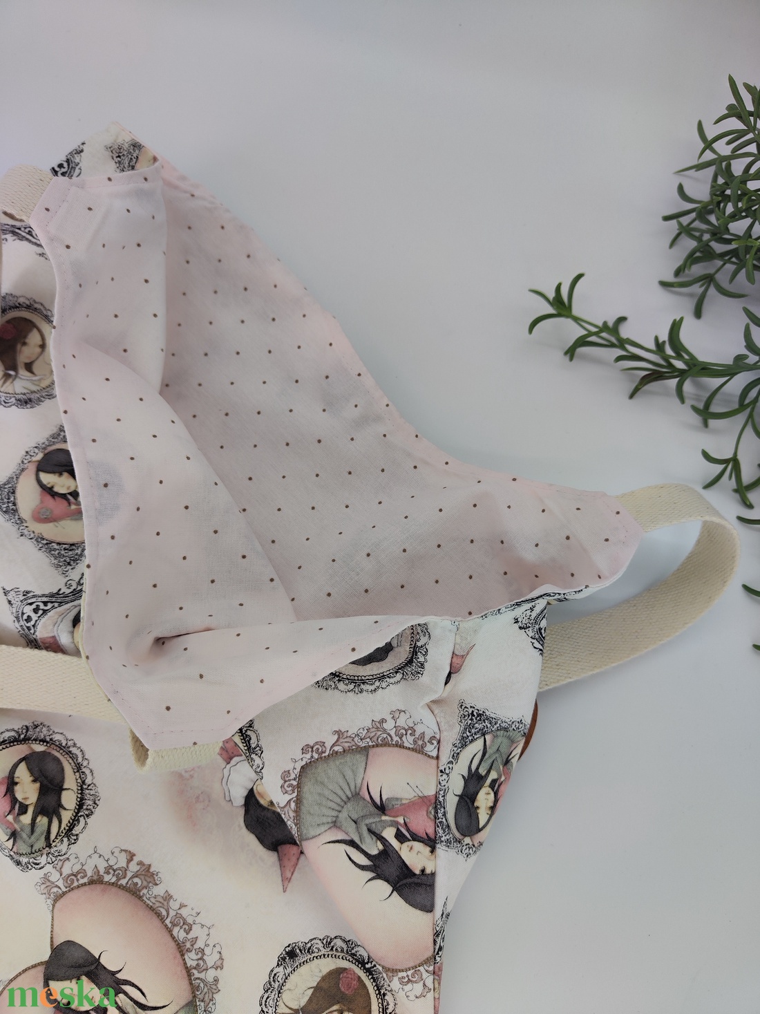 Dóra vászontáska hölgymintás / textilszatyor - táska & tok - bevásárlás & shopper táska - shopper, textiltáska, szatyor - Meska.hu