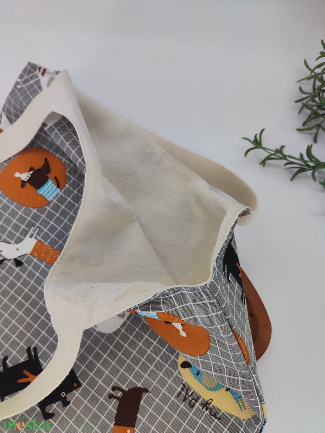 Dóra vászontáska sok kutyás, szürke / textilszatyor - táska & tok - bevásárlás & shopper táska - shopper, textiltáska, szatyor - Meska.hu