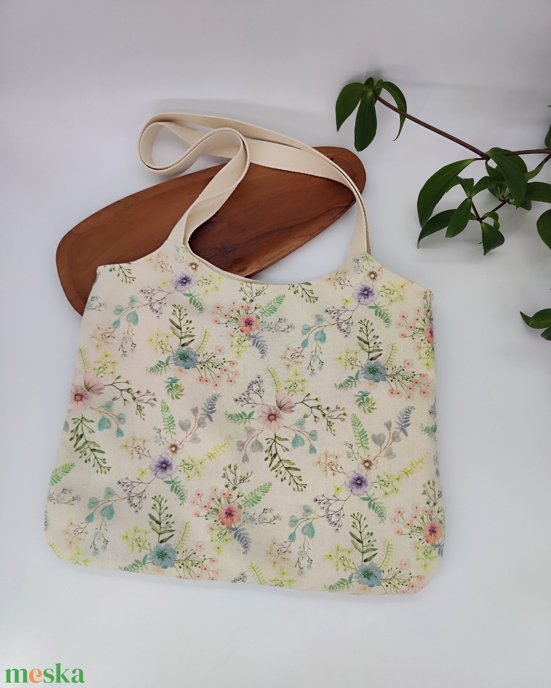 Dóra vászontáska mezei virágmintás / textilszatyor - táska & tok - bevásárlás & shopper táska - shopper, textiltáska, szatyor - Meska.hu