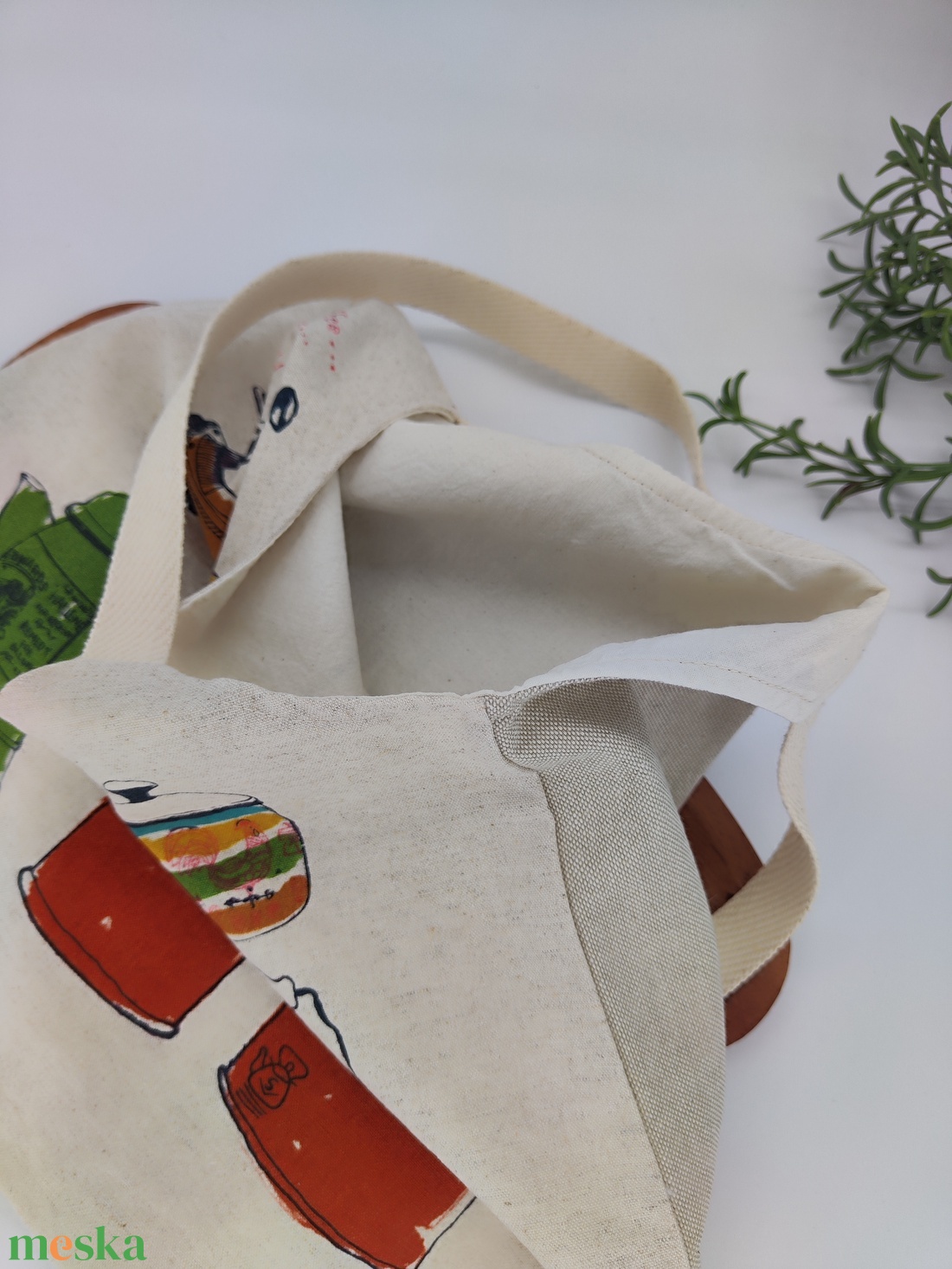 Dóra vászontáska tejeskancsó retró / textilszatyor - táska & tok - bevásárlás & shopper táska - shopper, textiltáska, szatyor - Meska.hu