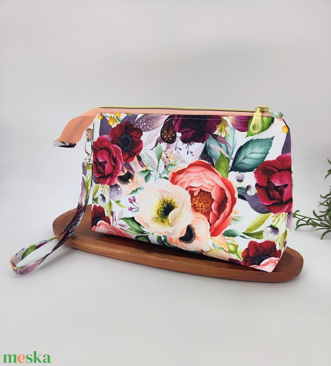 Kalandor cipzáras tároló utazó neszeszer, rózsás, vrágos minta - táska & tok - neszesszer - Meska.hu