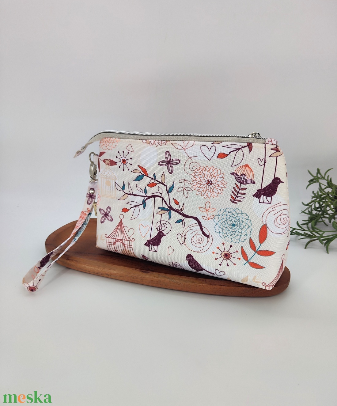 Kalandor cipzáras tároló utazó neszeszer, madárkás minta - táska & tok - neszesszer - Meska.hu