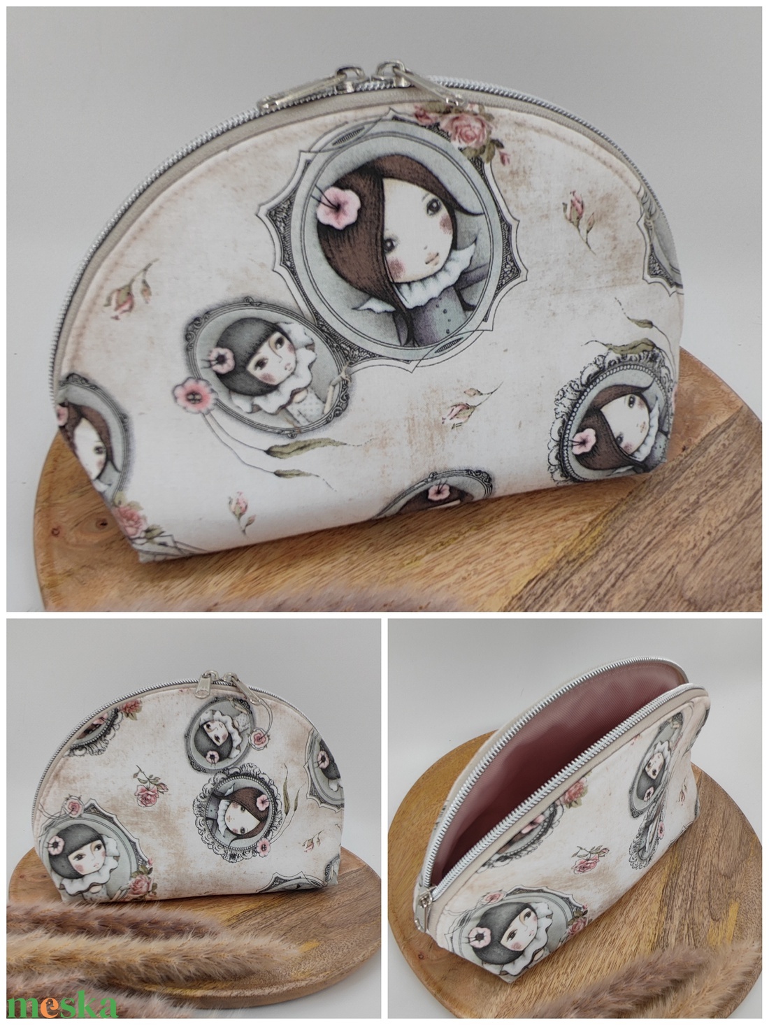 Cipzáras tároló utazó neszeszer, hölgy minta, vintage, Mirabelle - táska & tok - neszesszer - Meska.hu