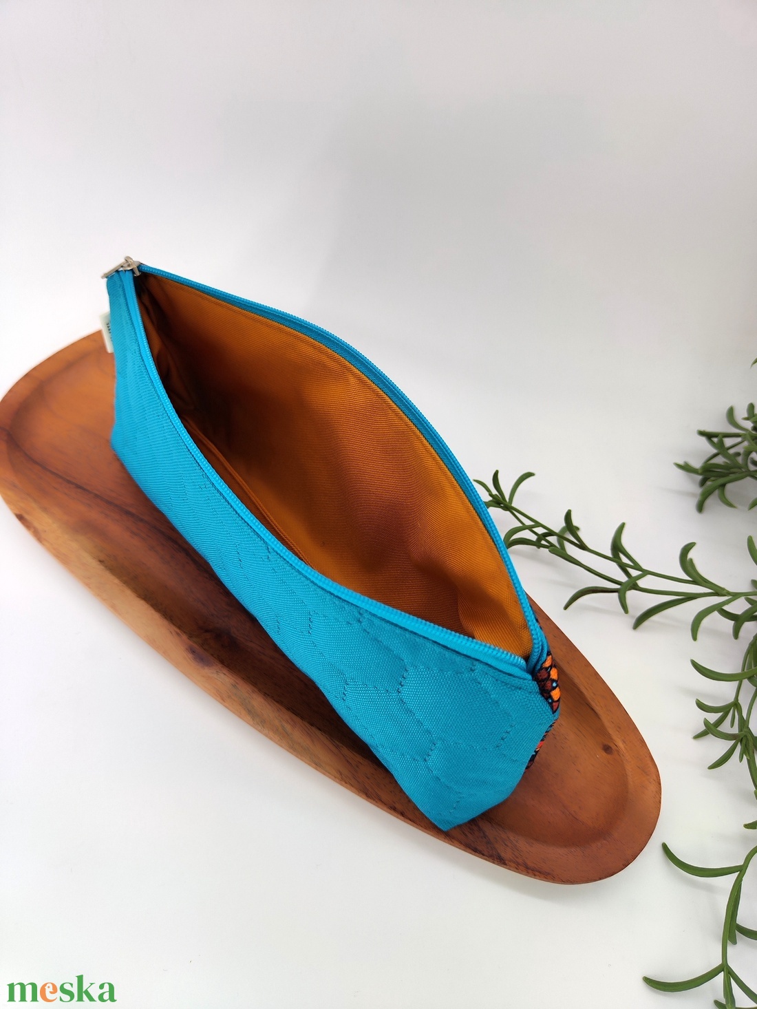 Tolltartó / neszeszer barna türkiz mandala minta - otthon & életmód - papír, írószer - tolltartó & ceruzatekercs - Meska.hu