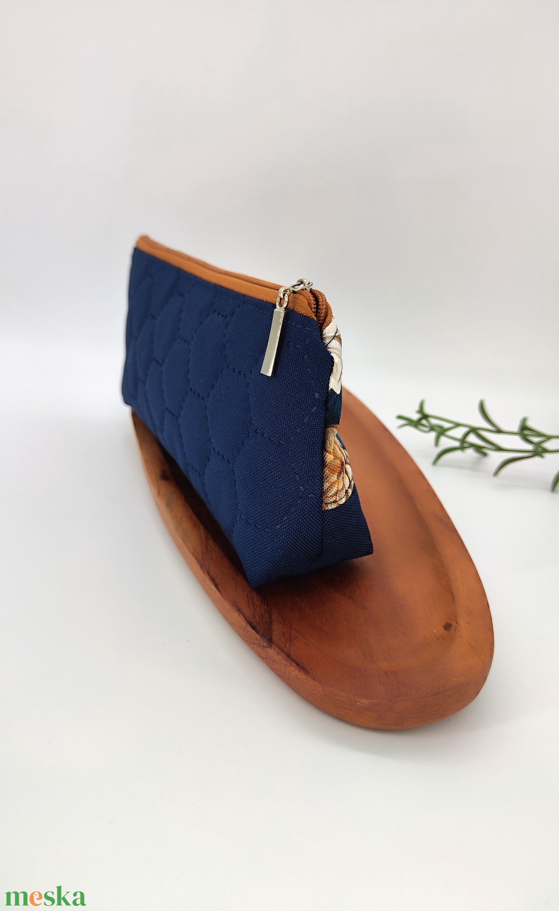 Tolltartó / neszeszer kék- arany-  narancsos virág 3D minta - otthon & életmód - papír, írószer - tolltartó & ceruzatekercs - Meska.hu