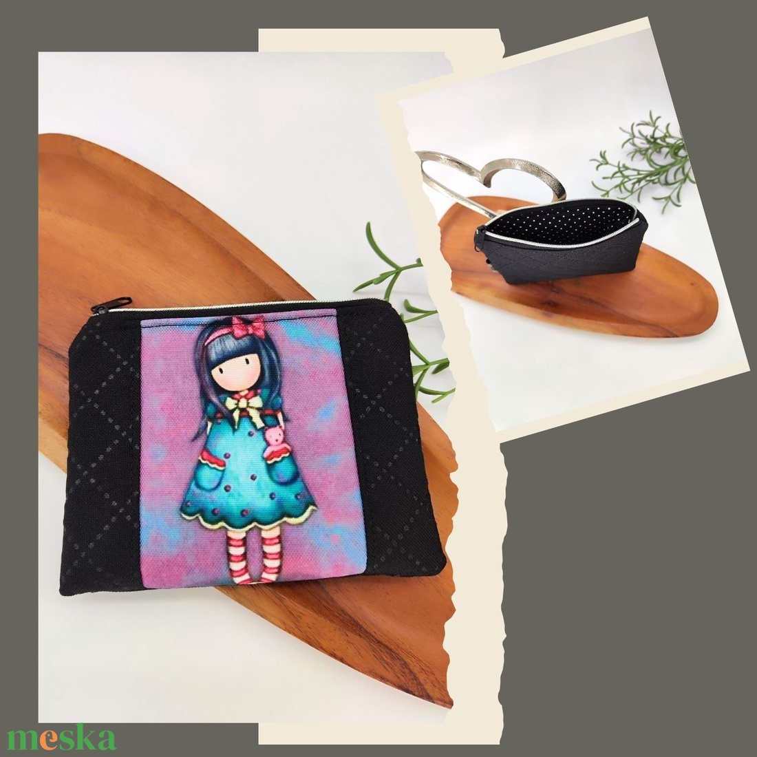 Mini cipzáros tároló - Kislány motívum - táska & tok - neszesszer - Meska.hu