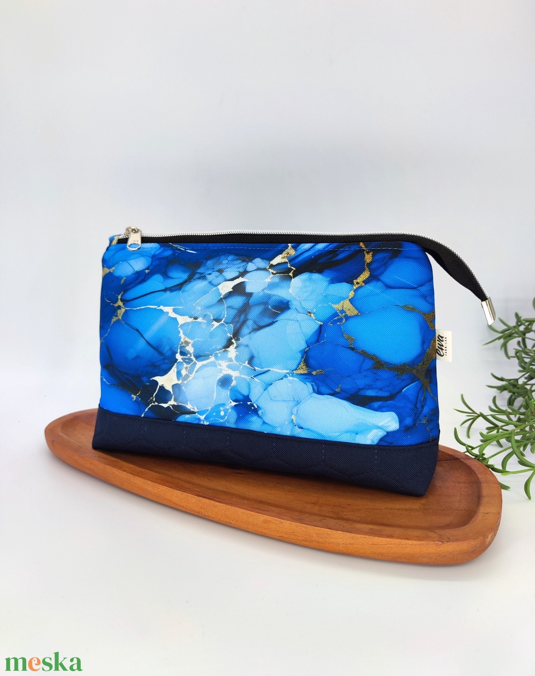 Kalandor cipzáras tároló utazó neszesszer,kék alapon márványminta - táska & tok - neszesszer - Meska.hu
