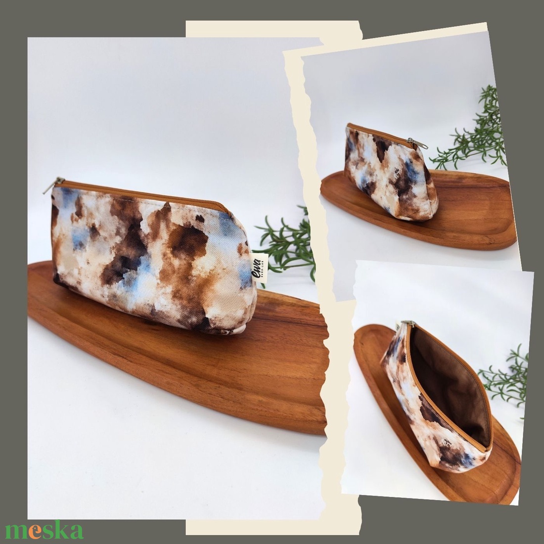 Cipzáros tároló, neszesszer-Föld színei minta, Hátikós minta, Mályva alapon geometriai minta - táska & tok - neszesszer - Meska.hu