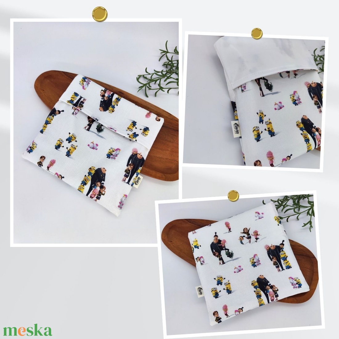 Tízórais / Uzsis zsák Kutyás minta - Dínós minta, Gru minta, Vintage minta - táska & tok - uzsonna- & ebéd tartó - szendvics csomagoló - Meska.hu