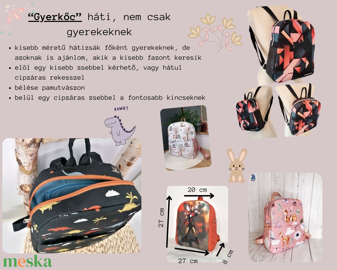 Gyerek hátizsák - Vonatos minta - játék & sport - ovis felszerelés - ovis hátizsák - Meska.hu