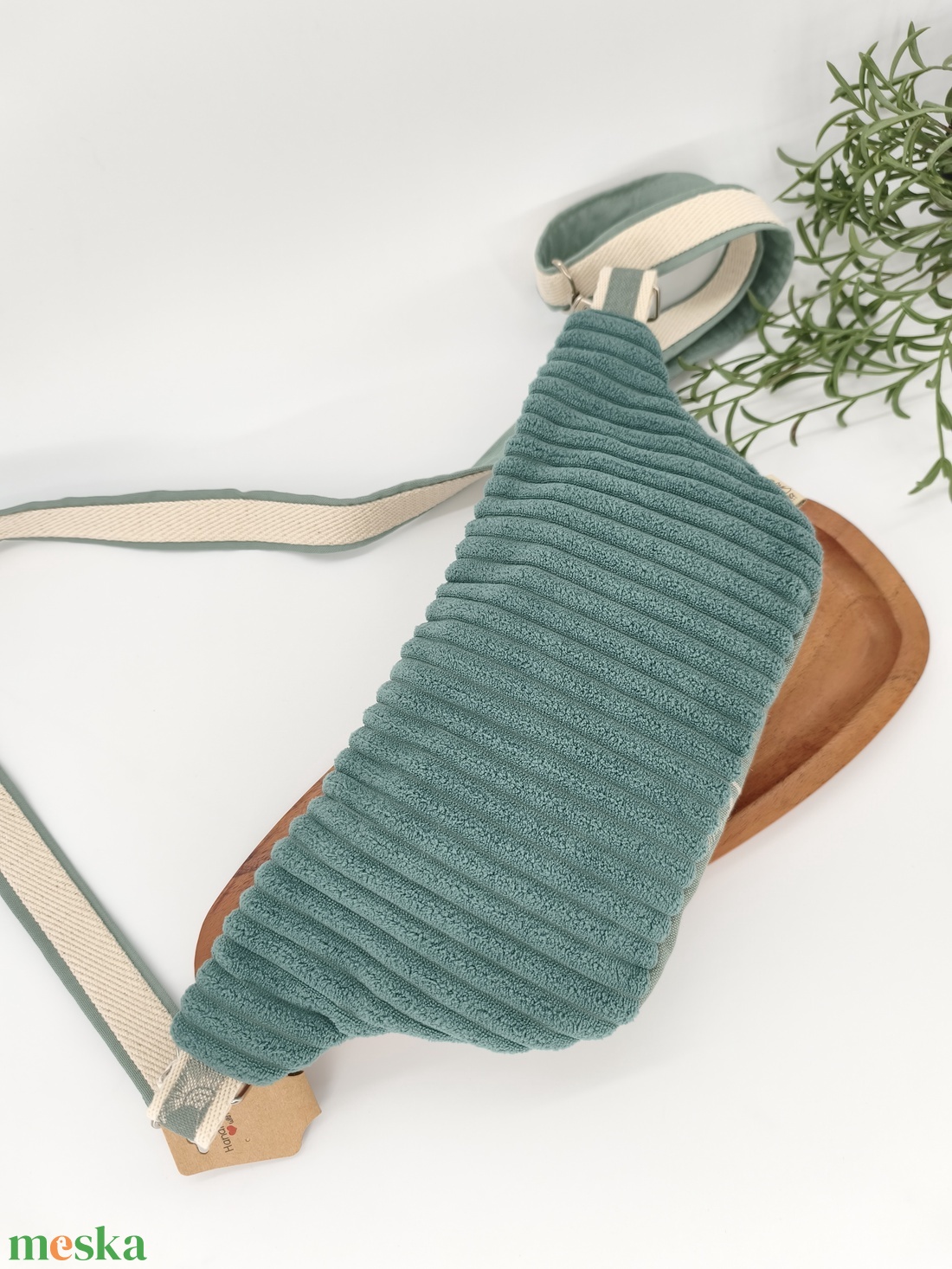 Klasszik övtásak - Övtáska, crossby, testtáska zsálya pitypangok, kord bútorvászon - táska & tok - övtáska - Meska.hu