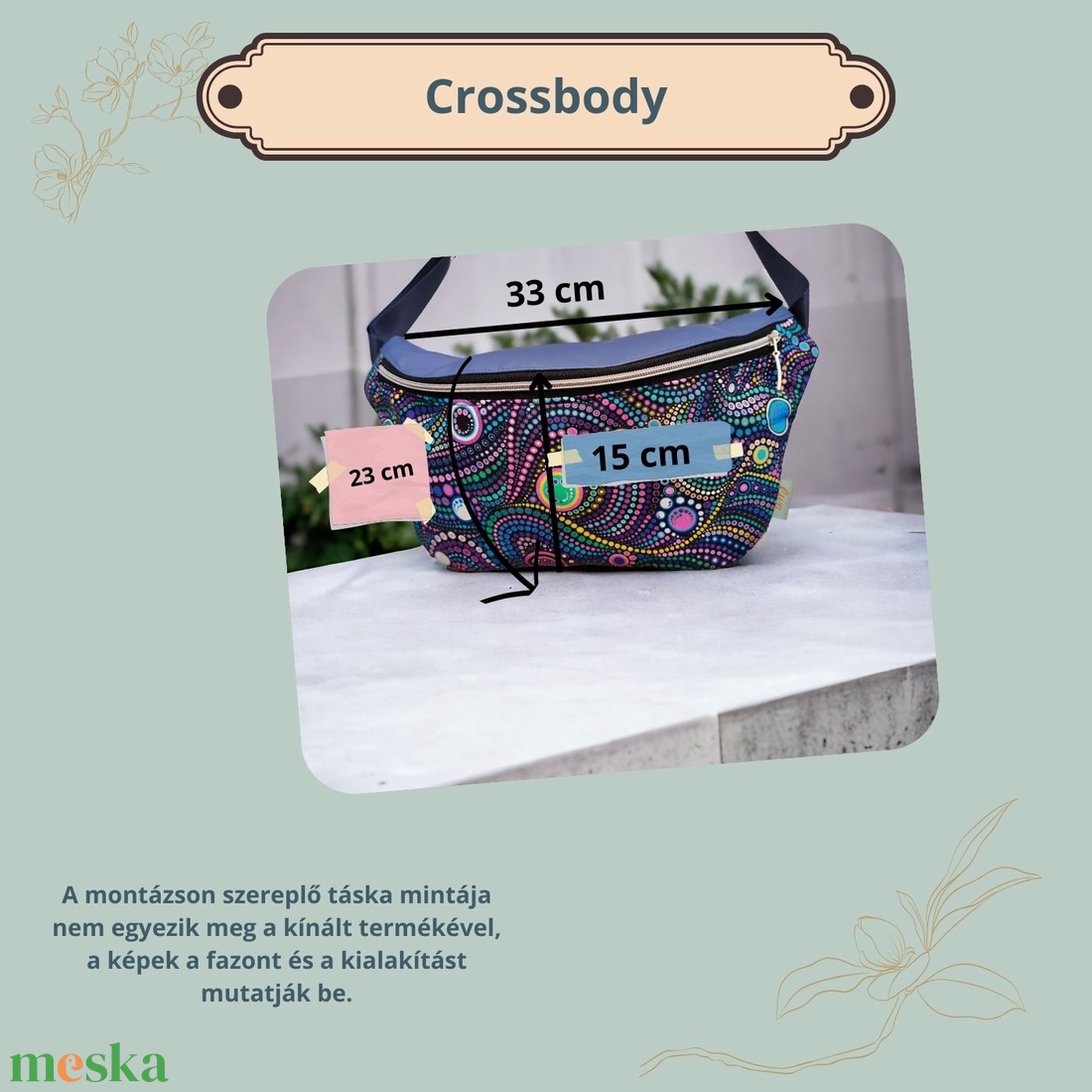 Crodssbody / Testtáska kék geometriai minta - táska & tok - kézitáska & válltáska - vállon átvethető táska - Meska.hu