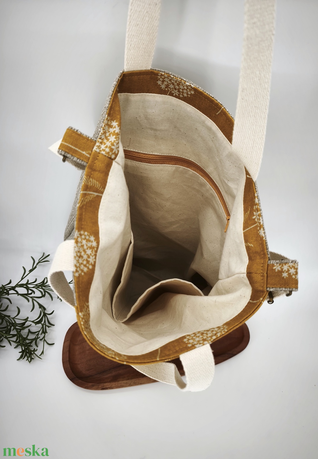 Vászontáska / Shopper táska - Pitypang mintás szatyor, dupla pánttal - táska & tok - bevásárlás & shopper táska - shopper, textiltáska, szatyor - Meska.hu