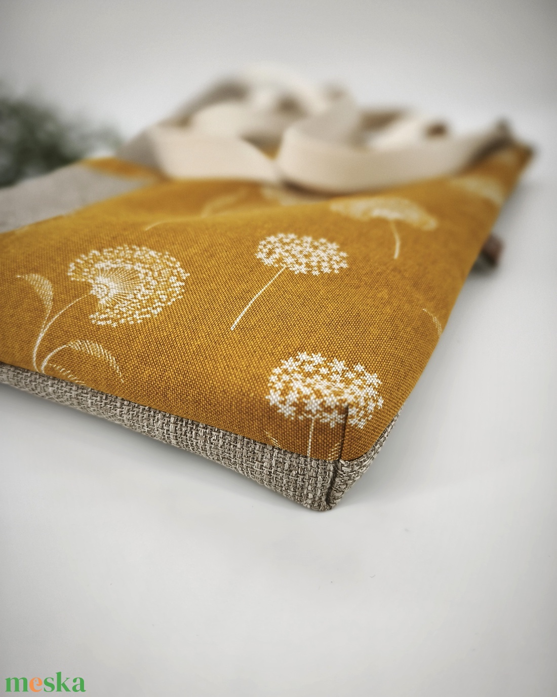 Vászontáska / Shopper táska - Pitypang mintás szatyor, dupla pánttal - táska & tok - bevásárlás & shopper táska - shopper, textiltáska, szatyor - Meska.hu