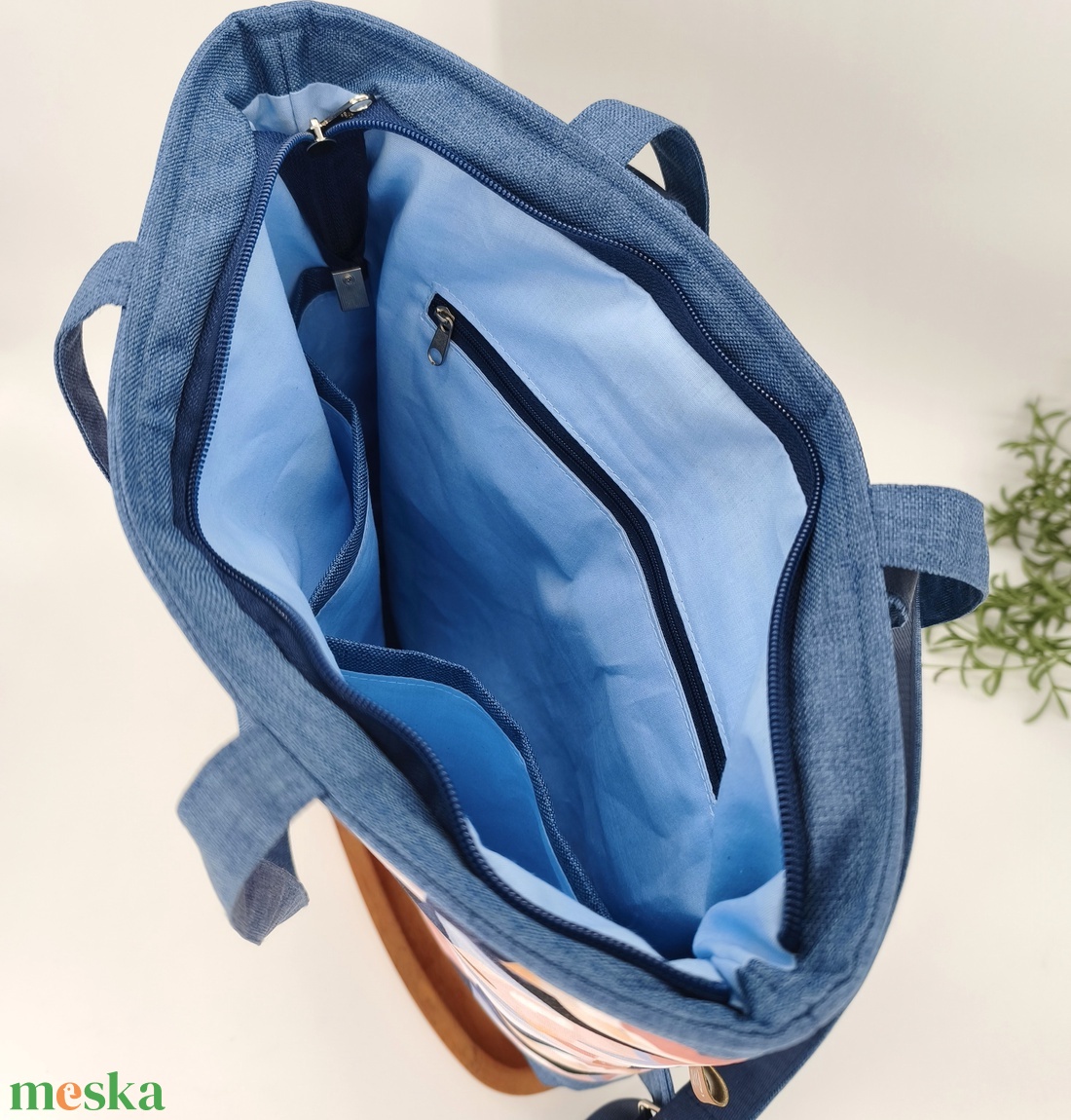 Fanni válltáska és hátitáska, kétfunkciós pasztell absztrakt minta - táska & tok - variálható táska - Meska.hu