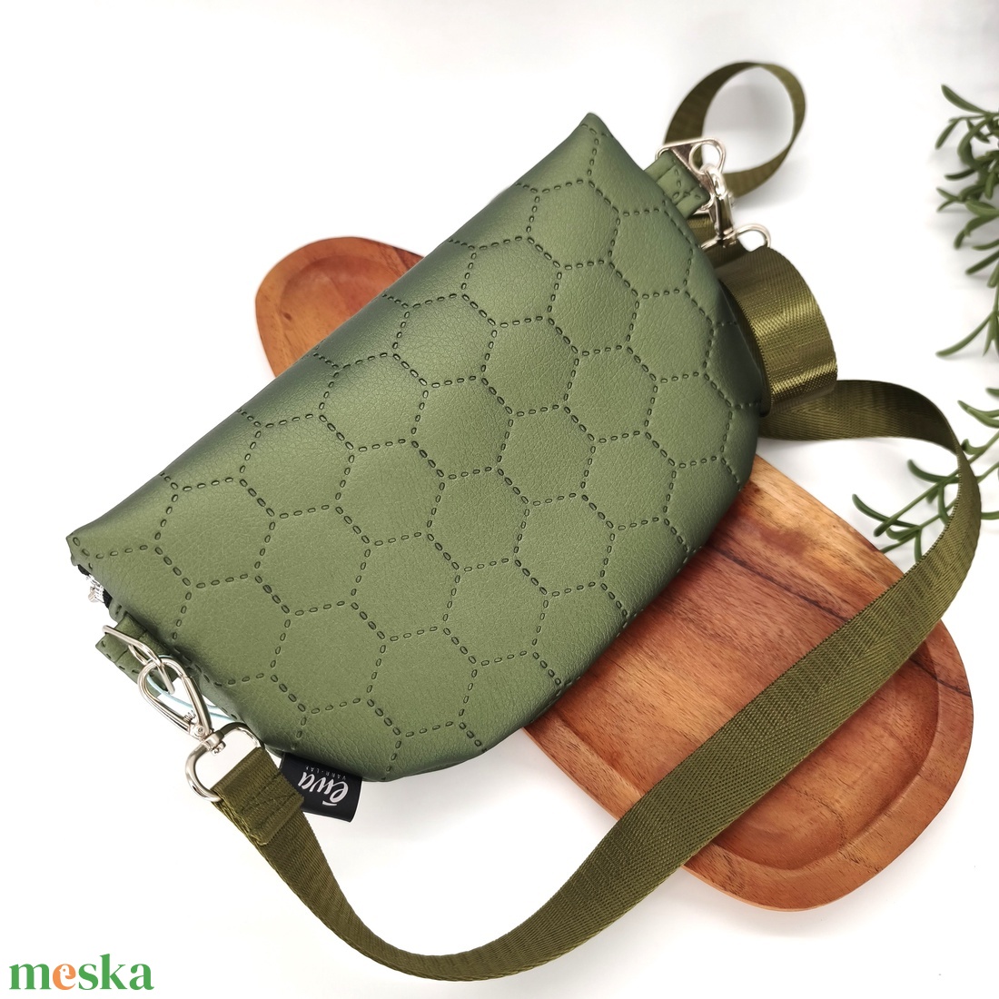 Mia crossbody, zöld textilbőr övtáska - táska & tok - övtáska - Meska.hu