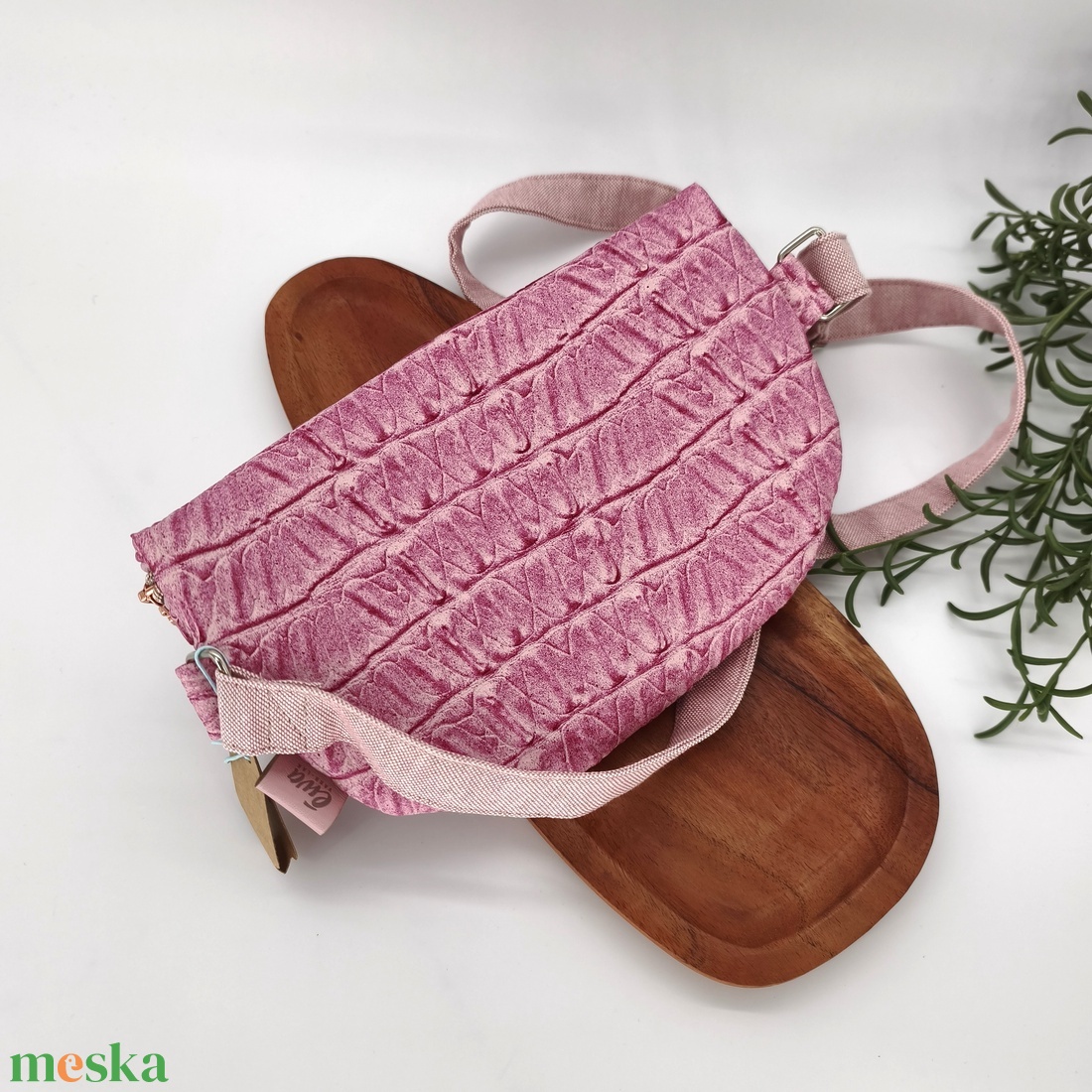 Mia crossbody, rózsaszín textilbőr övtáska testtáska - táska & tok - övtáska - Meska.hu