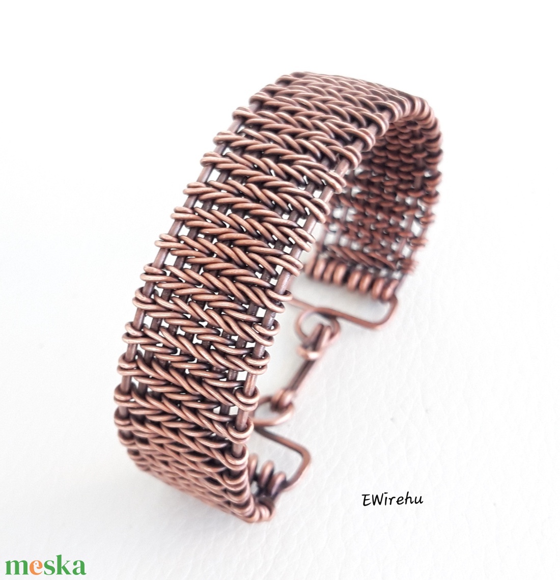 Antikolt vörösréz karkötő, egyedi, kézműves, drótékszer, réz ékszer, fonott, merev, karperec - ékszer - karkötő - karperec - Meska.hu