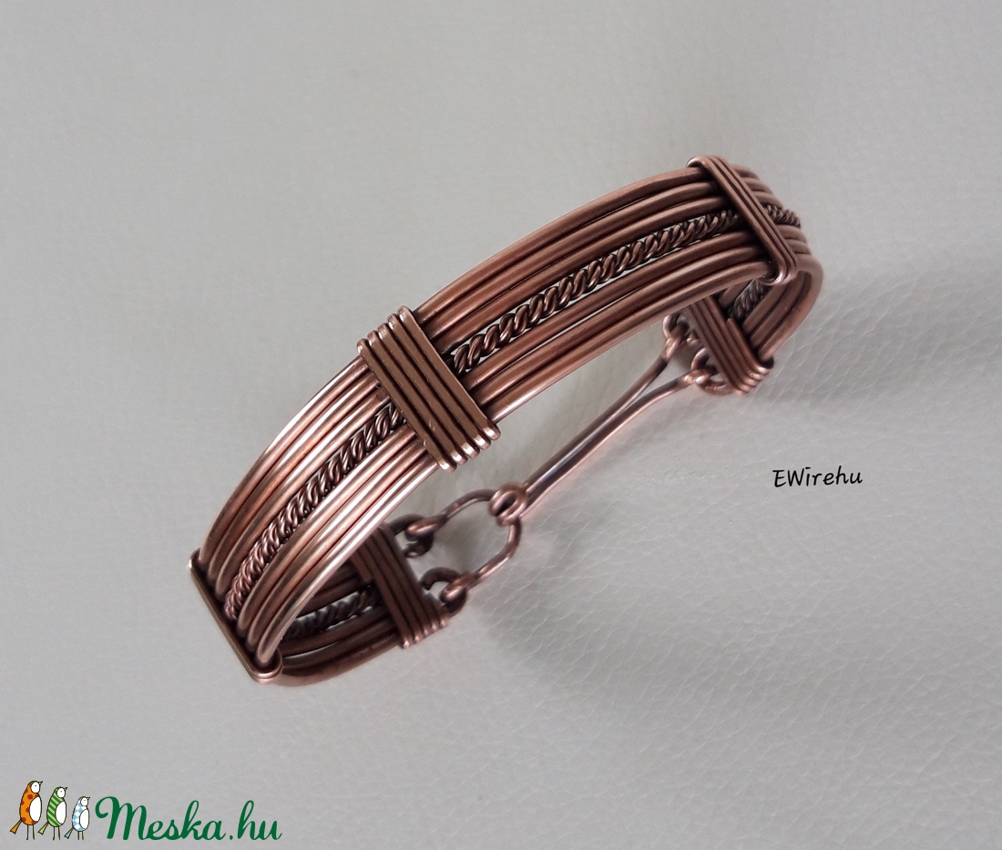 Antikolt vörösréz karperec egyedi, kézműves, drótékszer, réz ékszer - ékszer - karkötő - karperec - Meska.hu