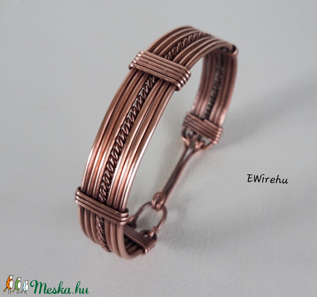 Antikolt vörösréz karperec egyedi, kézműves, drótékszer, réz ékszer - ékszer - karkötő - karperec - Meska.hu