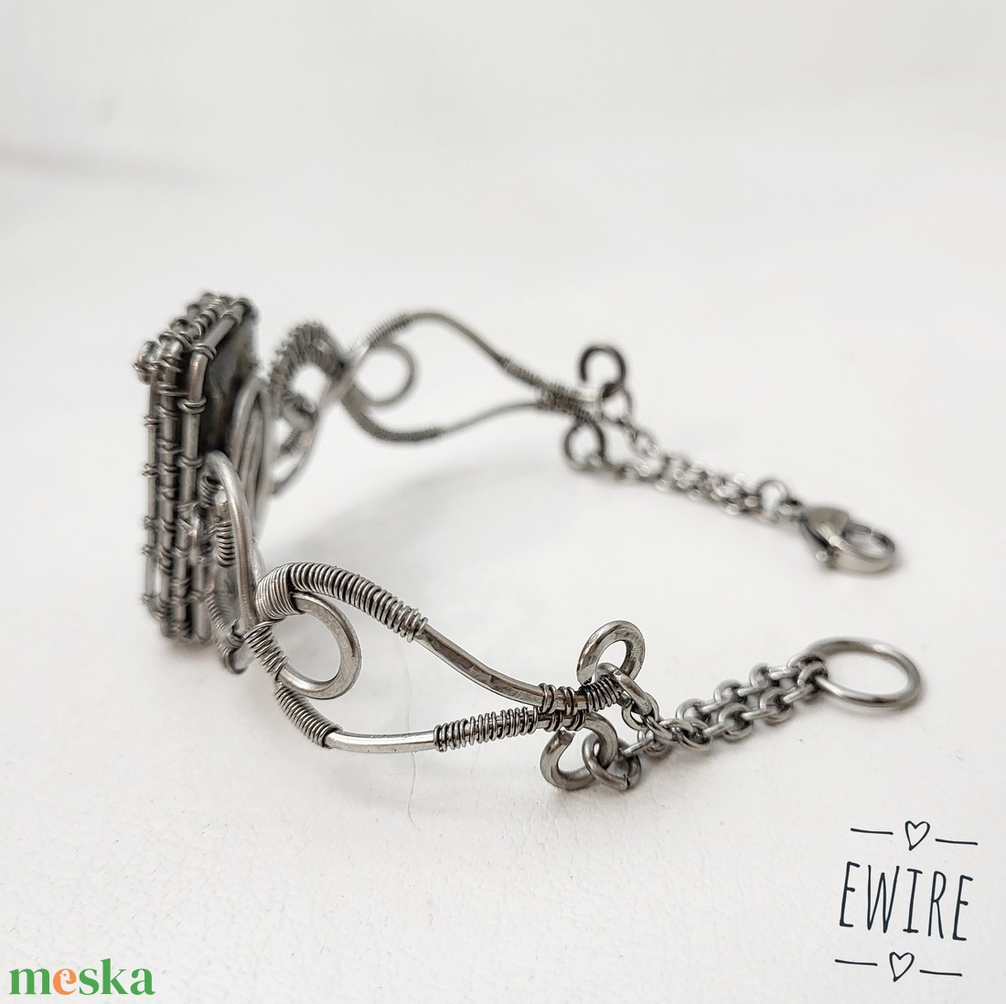 Kék labradorit orvosi fém karperec - ékszer - karkötő - karperec - Meska.hu