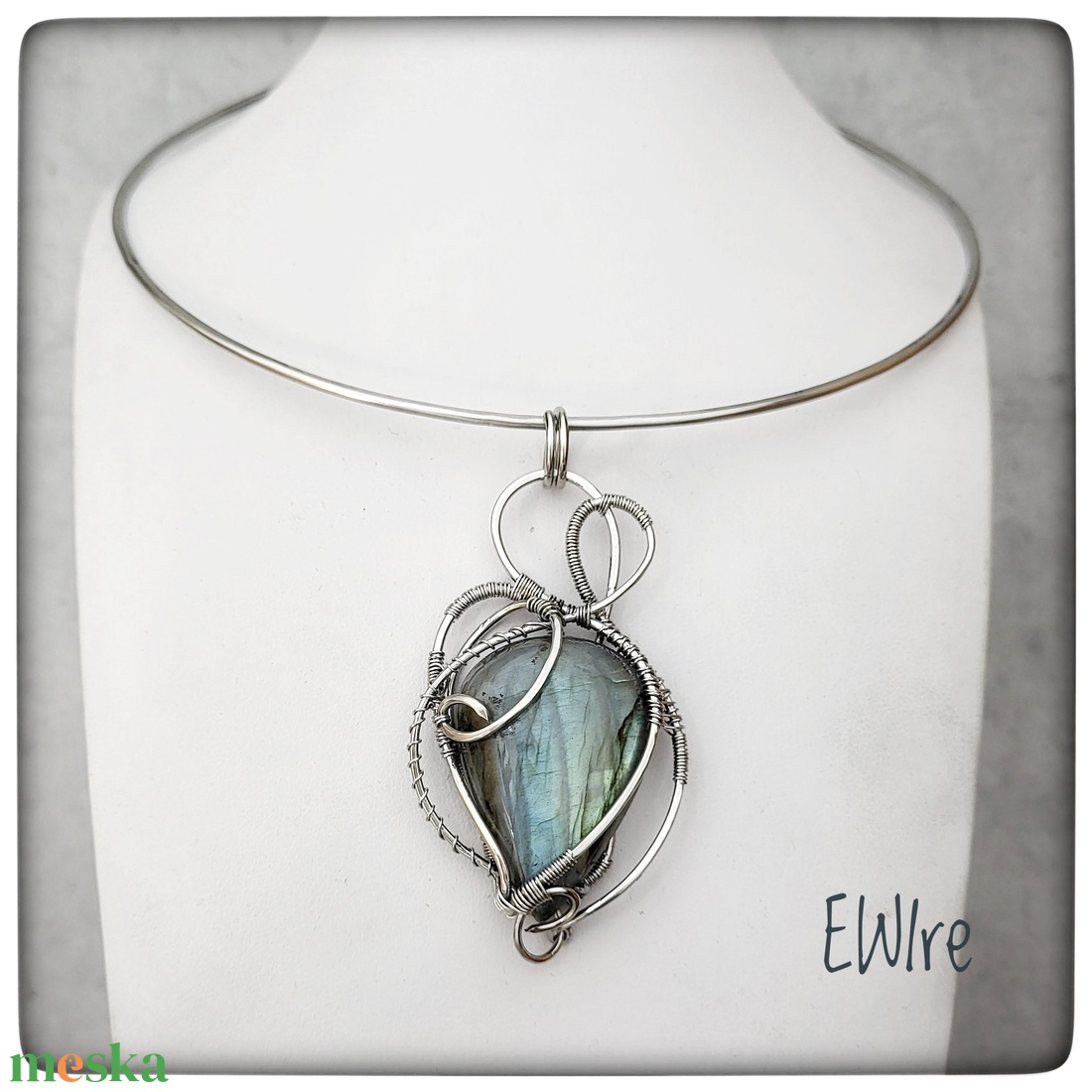 Labradorit medál orvosi acél drótékszer - ékszer - nyaklánc - medál - Meska.hu