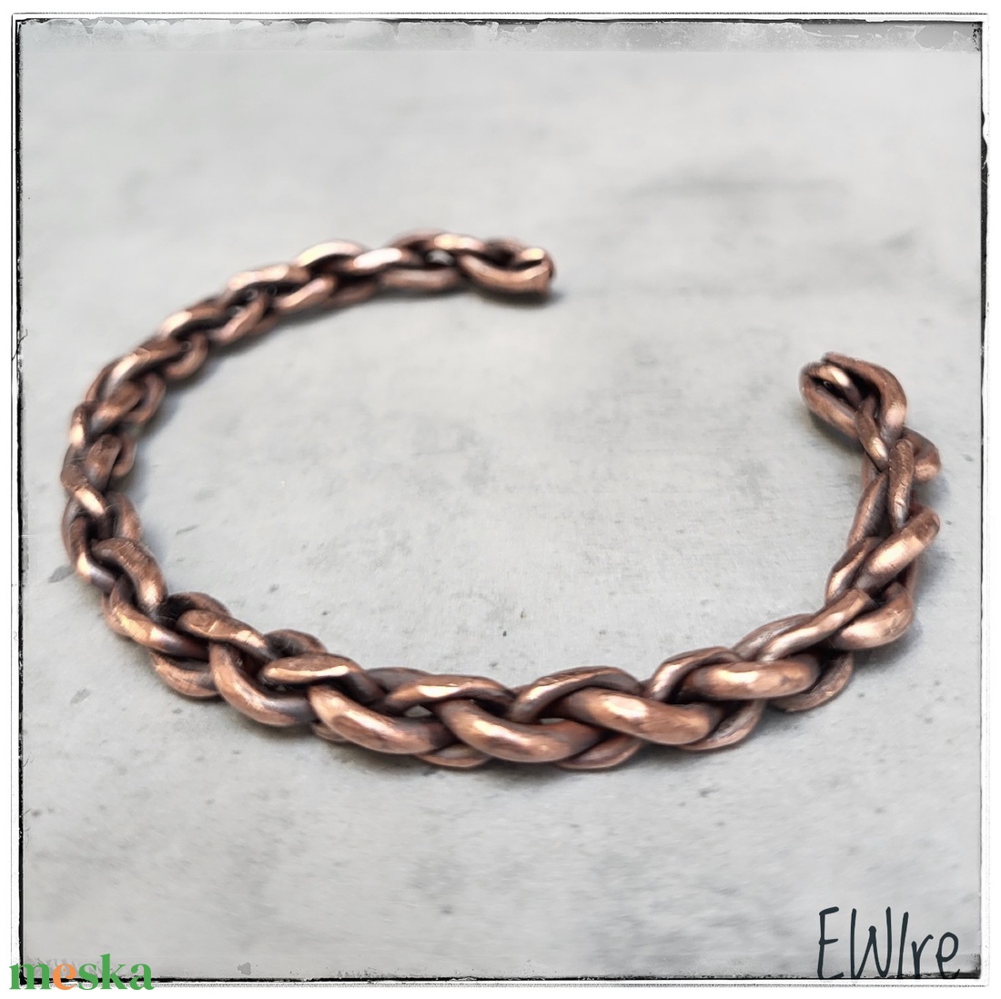 Fonott brutalista vörösréz karperec 2. egyedi, kézműves drótékszer, réz ékszer - ékszer - karkötő - karperec - Meska.hu