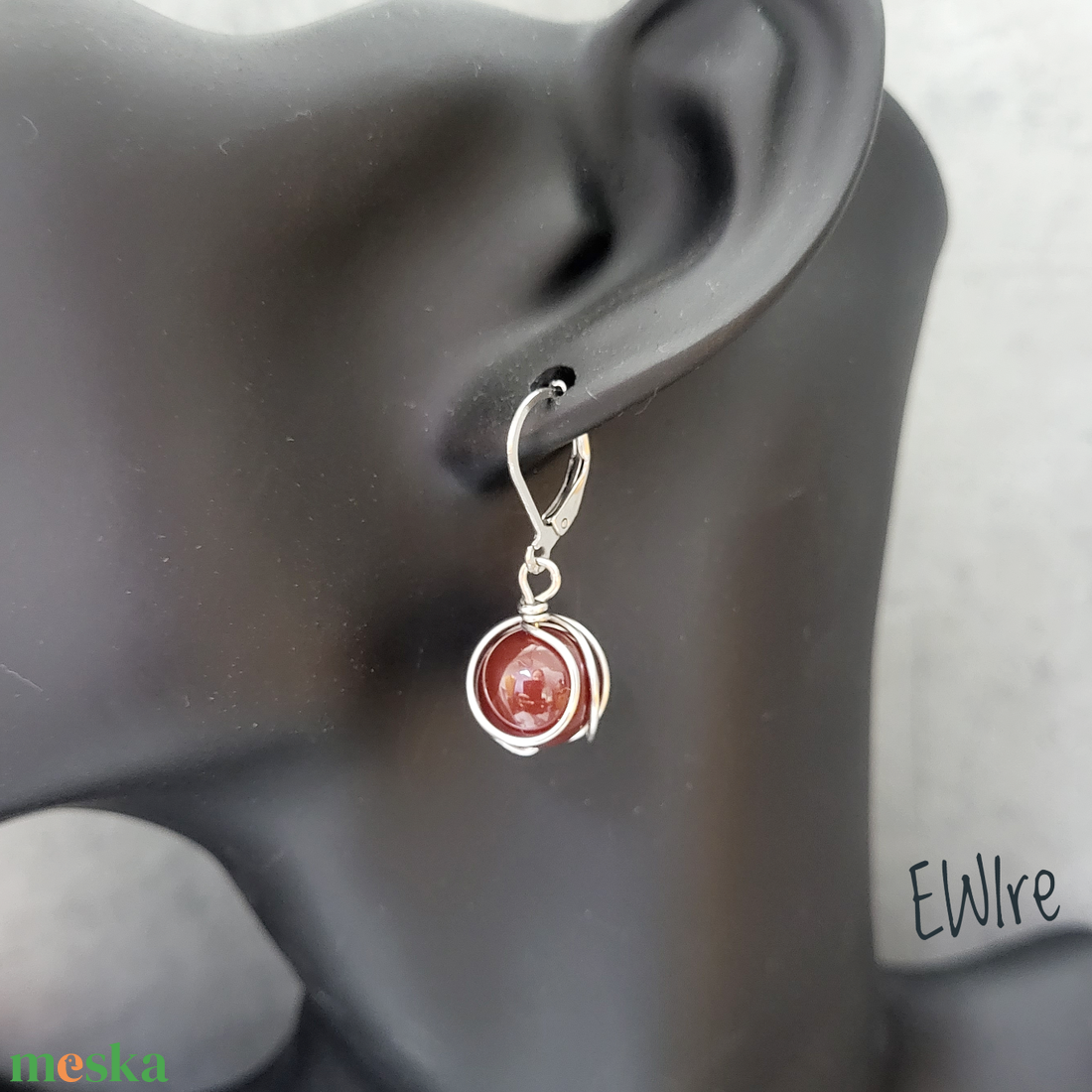 Karneol fülbevaló, Orvosi fém fülbevaló - ékszer - fülbevaló - lógós kerek fülbevaló - Meska.hu Karneol fülbevaló, Orvosi fém fülbevaló - ékszer - fülbevaló - lógós kerek fülbevaló - Meska.hu