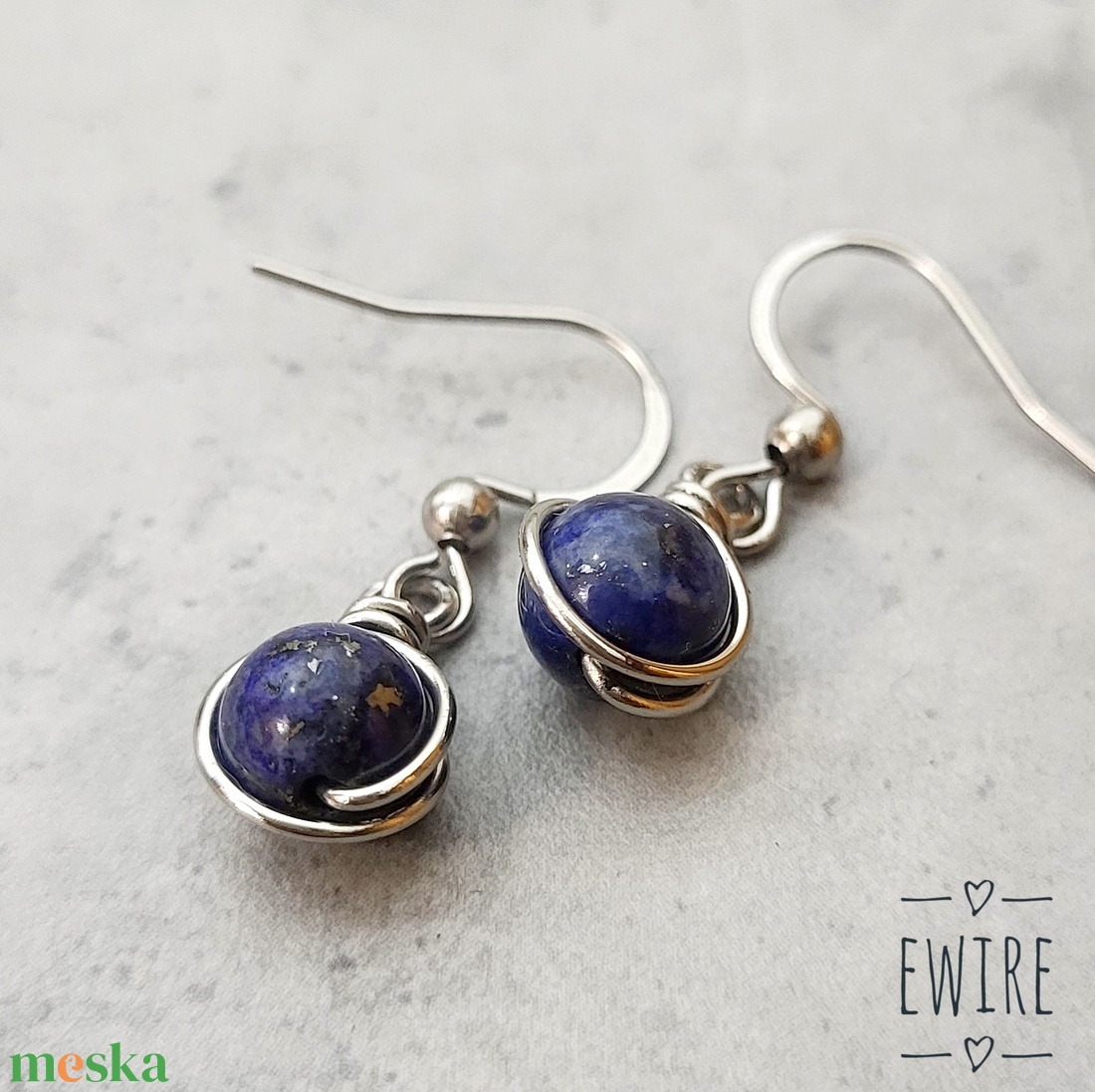 Vegyes ásványgolyós fülbevaló, kis ásványos orvosi fém fülbevaló 3, drótfülbevaló - ékszer - fülbevaló - lógós kerek fülbevaló - Meska.hu