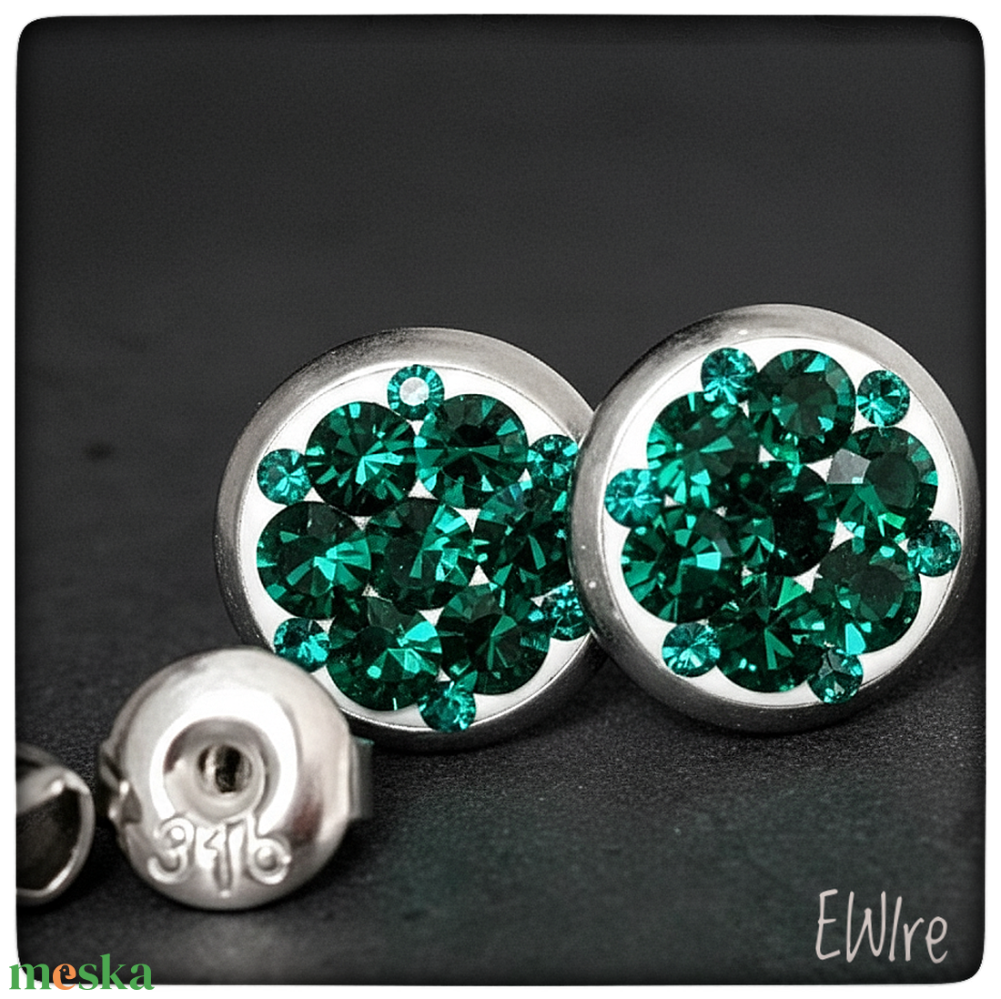 Kristály fülbevaló, nemesacél, bedugós, Preciosa kristályokkal - ékszer - fülbevaló - pötty fülbevaló - Meska.hu