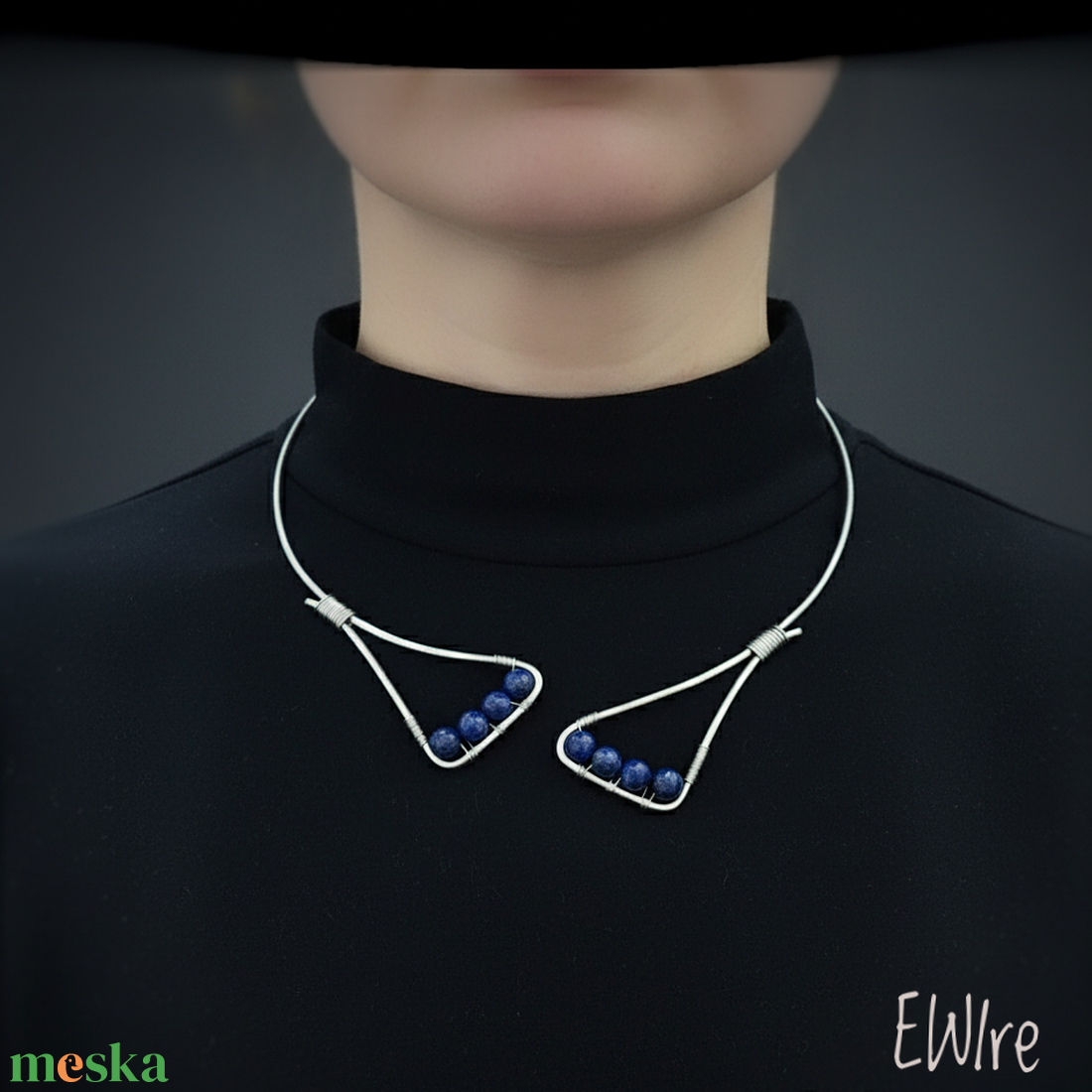Lápisz lazuli orvosi fém nyakék, drótékszer - ékszer - nyaklánc - statement nyaklánc - Meska.hu
