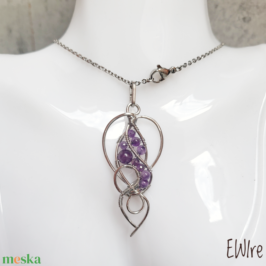 Lila ametiszt tünde medál - ékszer - nyaklánc - medál - Meska.hu