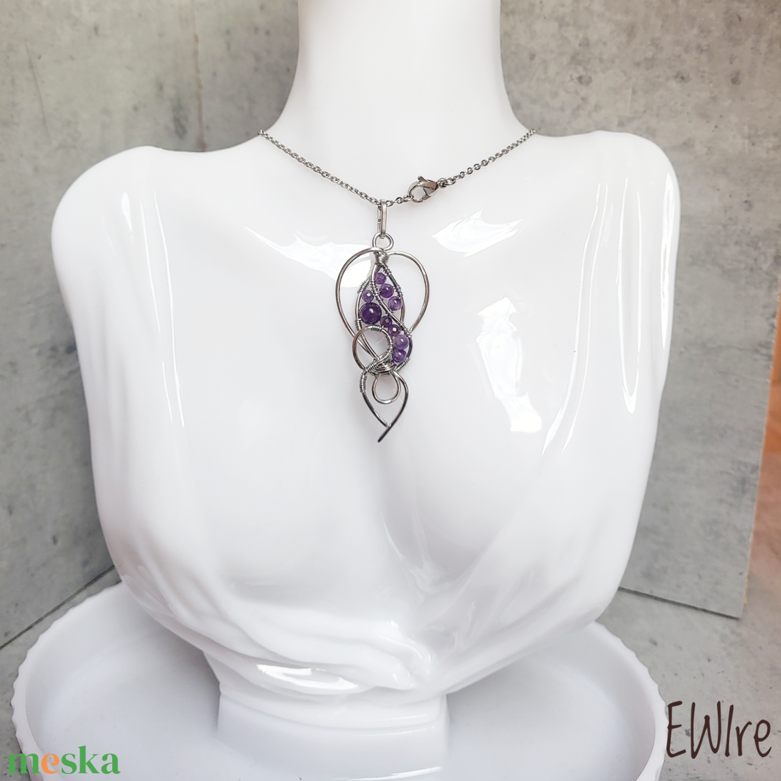 Lila ametiszt tünde medál - ékszer - nyaklánc - medál - Meska.hu