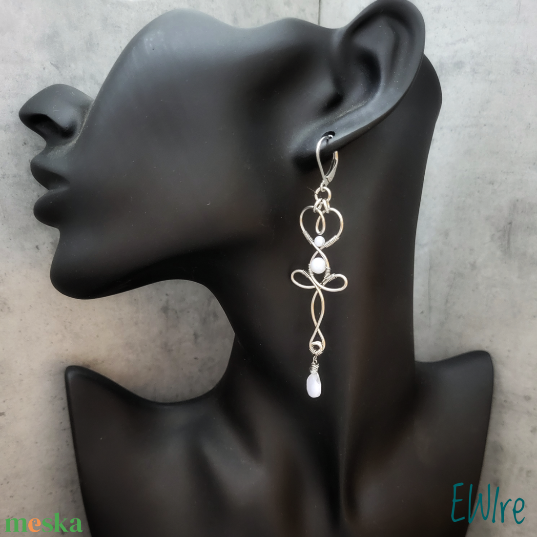 Csipkeachát kalcedon orvosi fém fantázia fülbevaló - ékszer - fülbevaló - lógó fülbevaló - Meska.hu