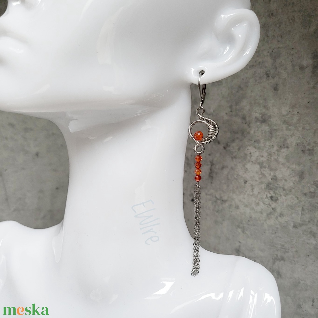 Cirkon gyöngyös hosszú fantázia fülbevaló, drótékszer - ékszer - fülbevaló - lógó fülbevaló - Meska.hu