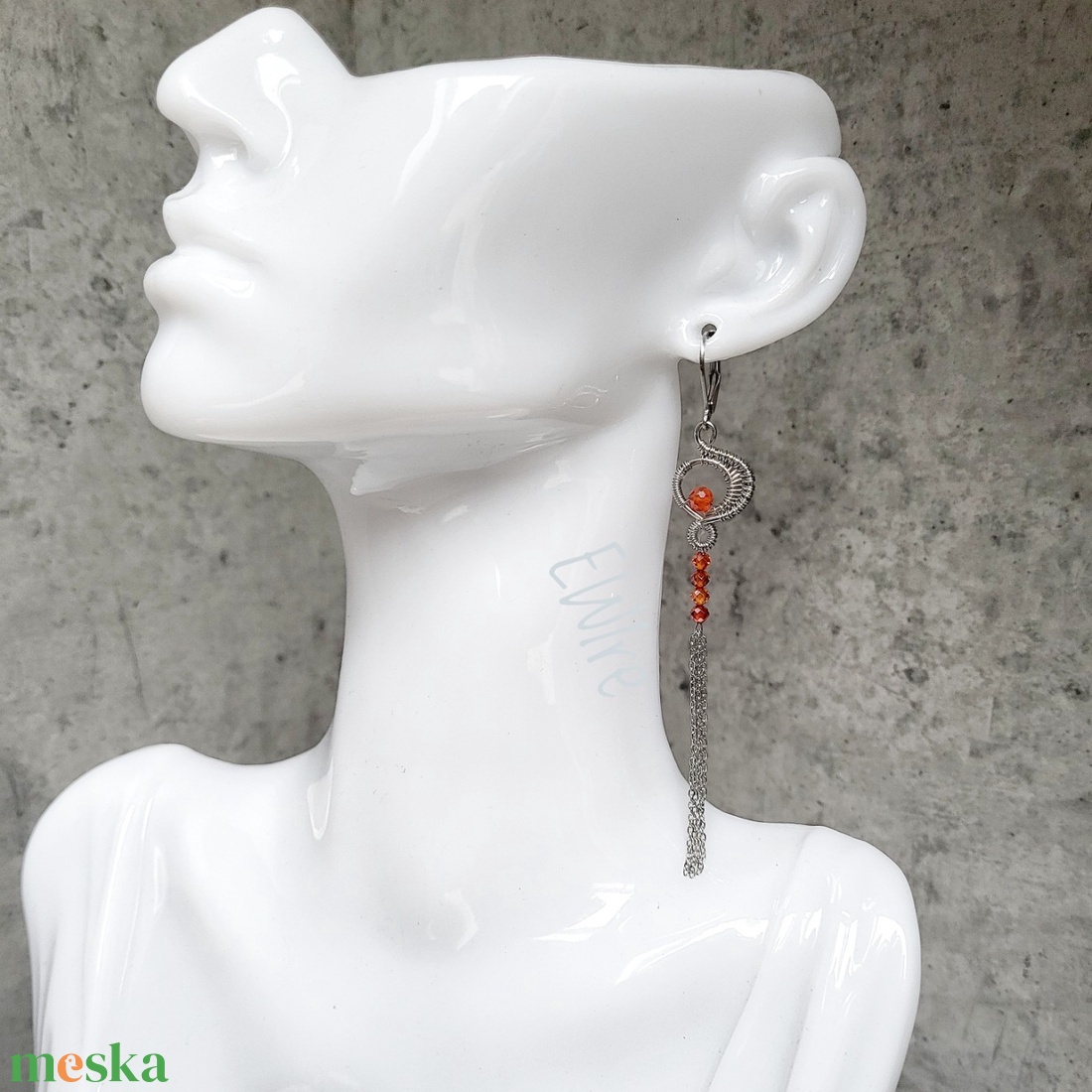 Cirkon gyöngyös hosszú fantázia fülbevaló, drótékszer - ékszer - fülbevaló - lógó fülbevaló - Meska.hu