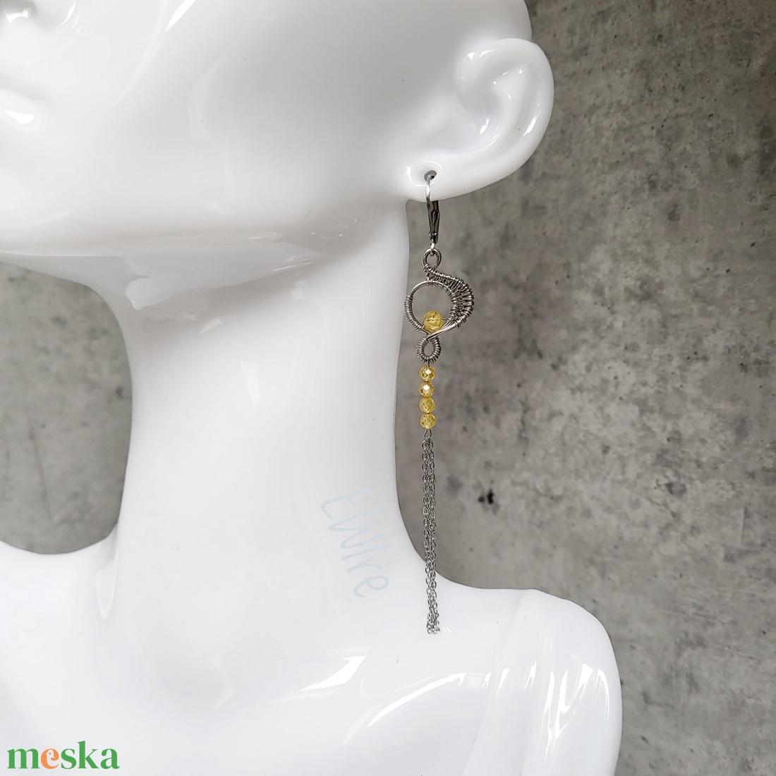 Cirkon gyöngyös hosszú fantázia fülbevaló, drótékszer - ékszer - fülbevaló - lógó fülbevaló - Meska.hu