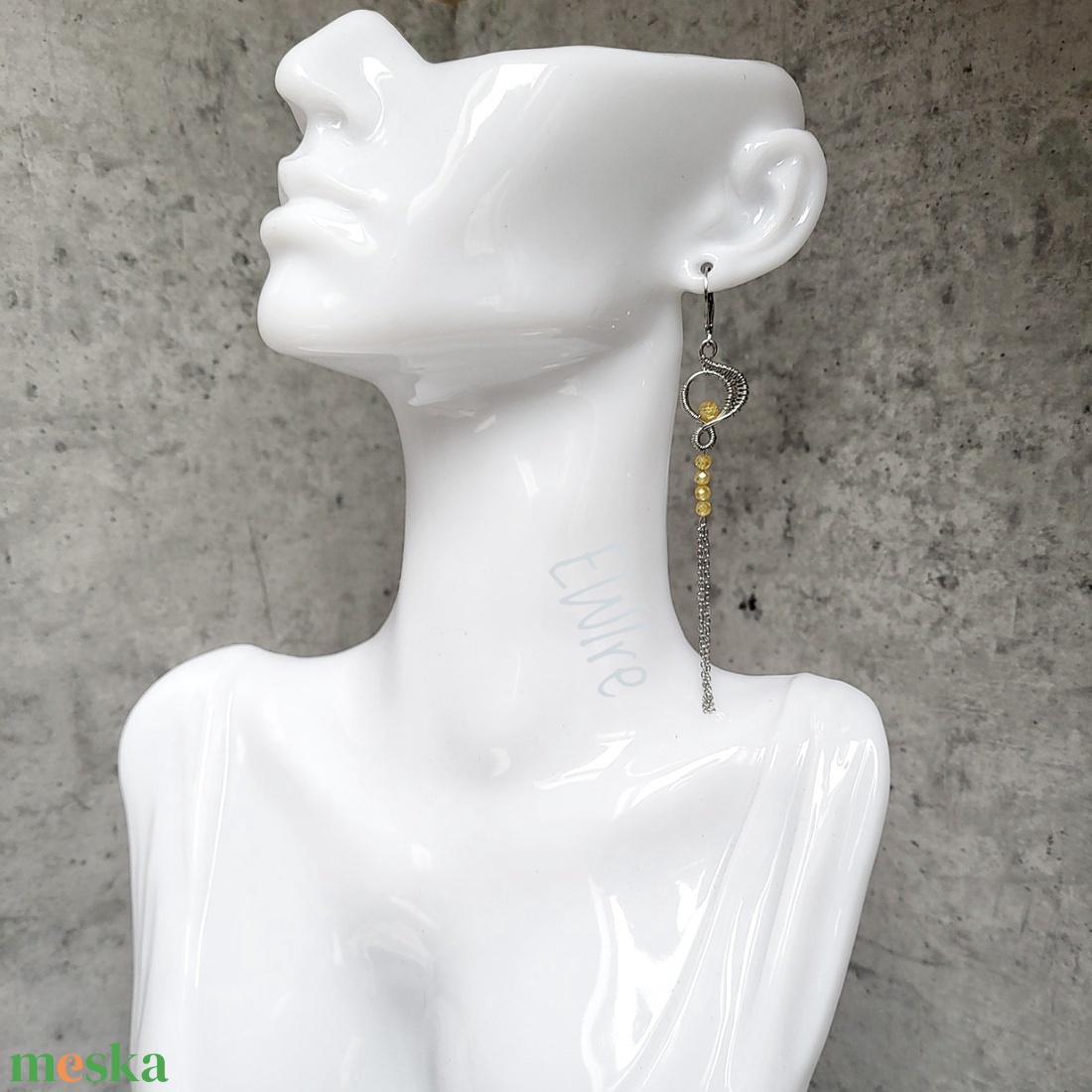 Cirkon gyöngyös hosszú fantázia fülbevaló, drótékszer - ékszer - fülbevaló - lógó fülbevaló - Meska.hu