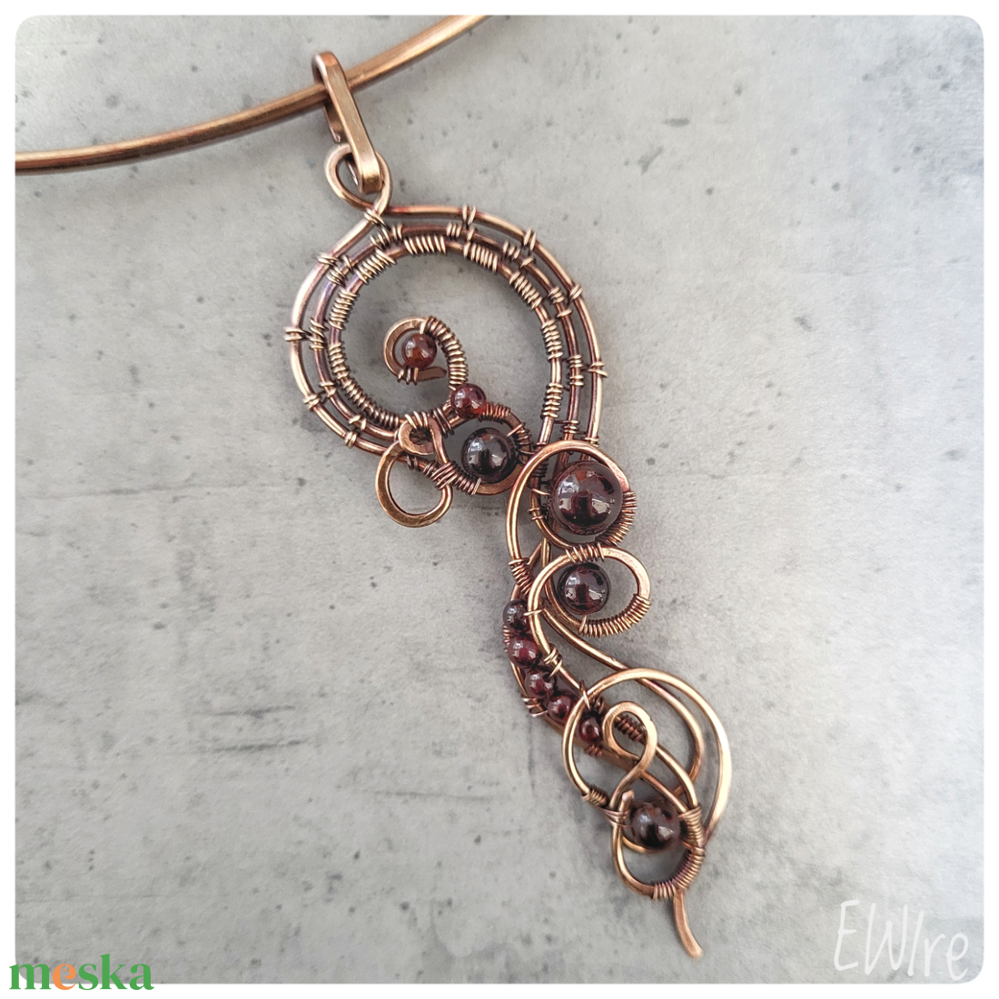 Bronz nyakék vörös gránáttal - ékszer - nyaklánc - statement nyaklánc - Meska.hu