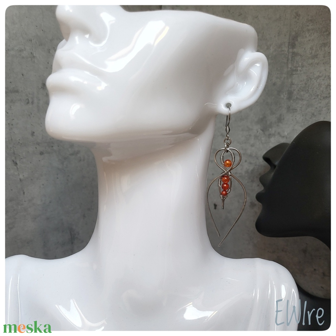 Orvosi fém levél fülbevaló narancs cirkon ásványgolyóval - ékszer - fülbevaló - lógó fülbevaló - Meska.hu