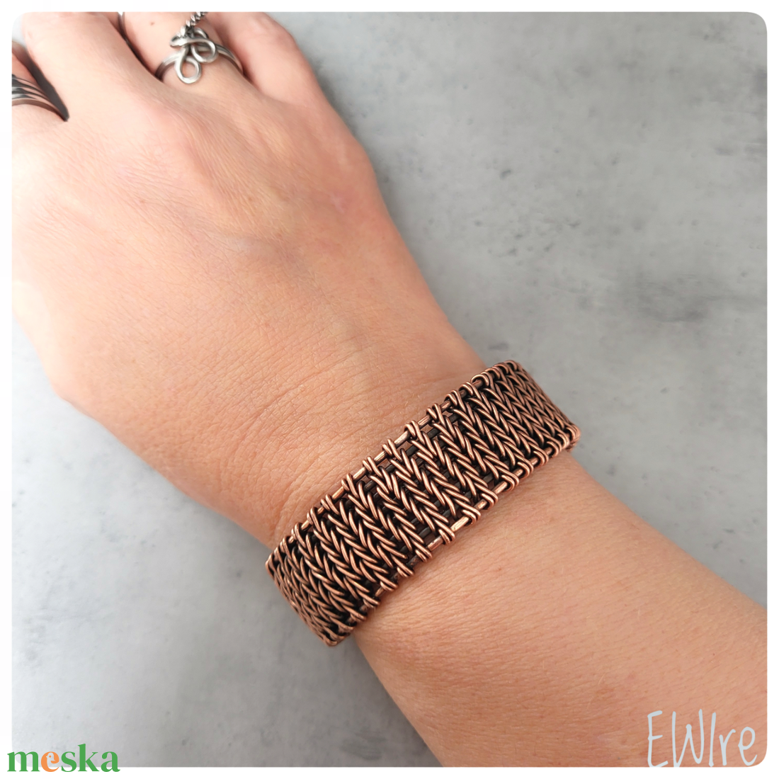 Antikolt vörösréz karkötő, egyedi, kézműves, drótékszer, réz ékszer, fonott, merev, karperec - ékszer - karkötő - karperec - Meska.hu