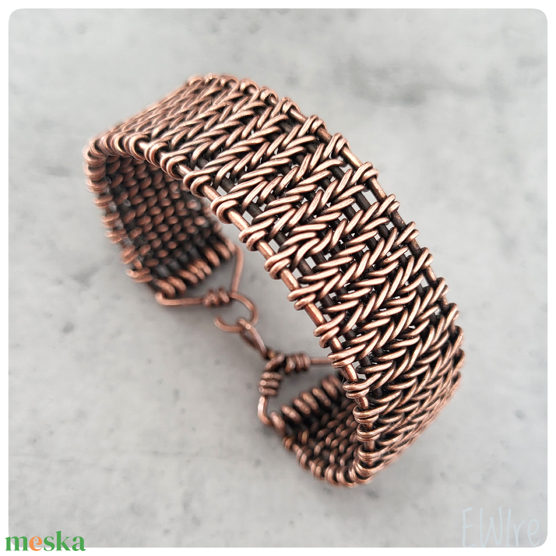 Antikolt vörösréz karkötő, egyedi, kézműves, drótékszer, réz ékszer, fonott, merev, karperec - ékszer - karkötő - karperec - Meska.hu