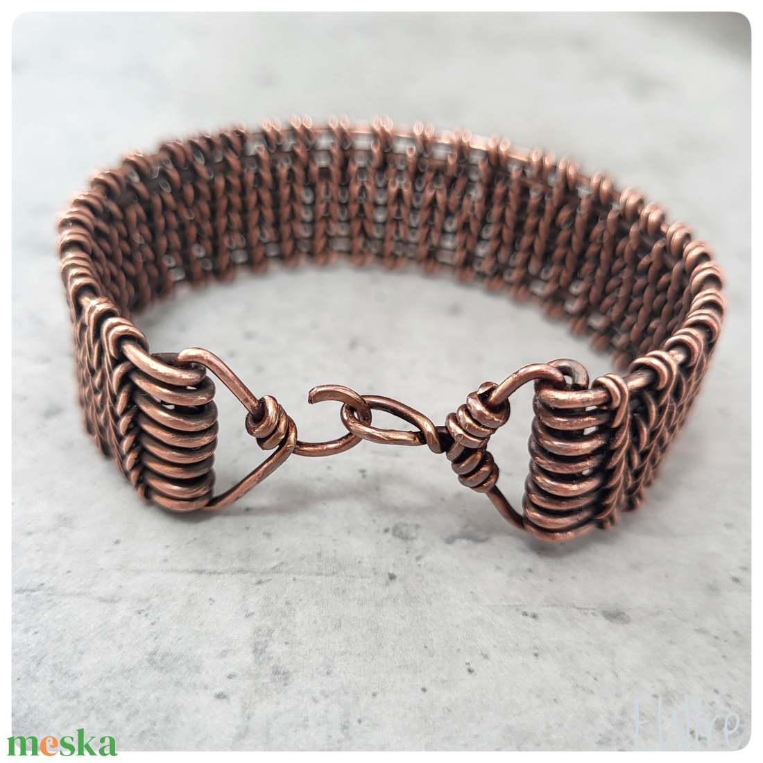 Antikolt vörösréz karkötő, egyedi, kézműves, drótékszer, réz ékszer, fonott, merev, karperec - ékszer - karkötő - karperec - Meska.hu