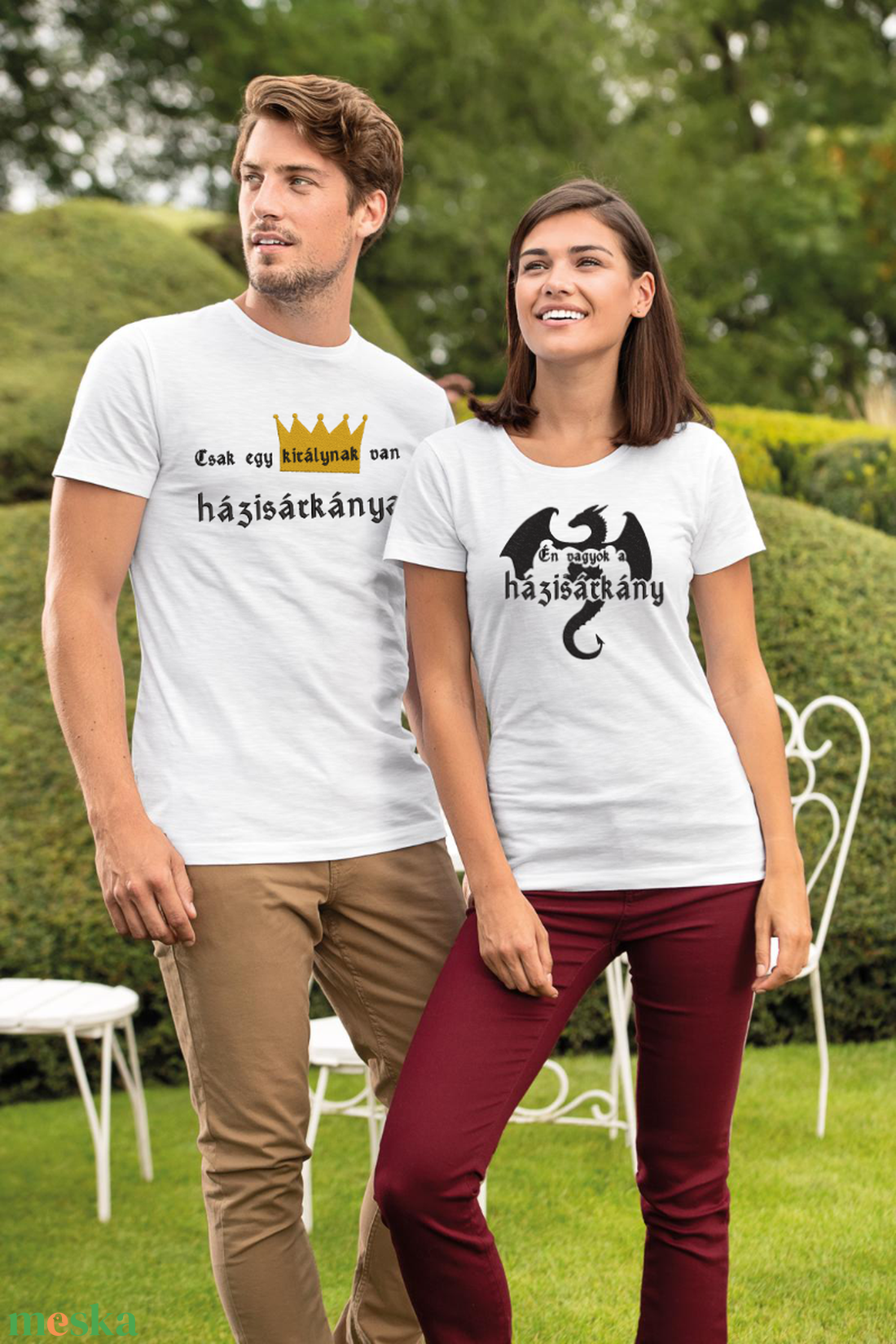 Házisárkányos páros póló - ruha & divat - páros szett - női-férfi páros szett - Meska.hu