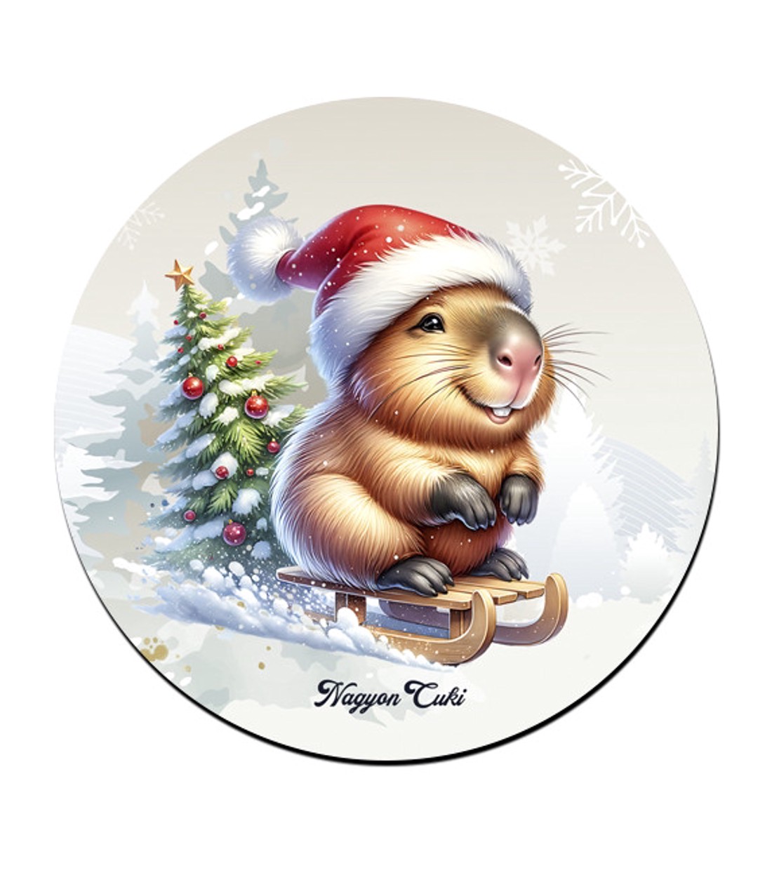 Vidám szánkós capybara mintás pohár alátét -  - Meska.hu