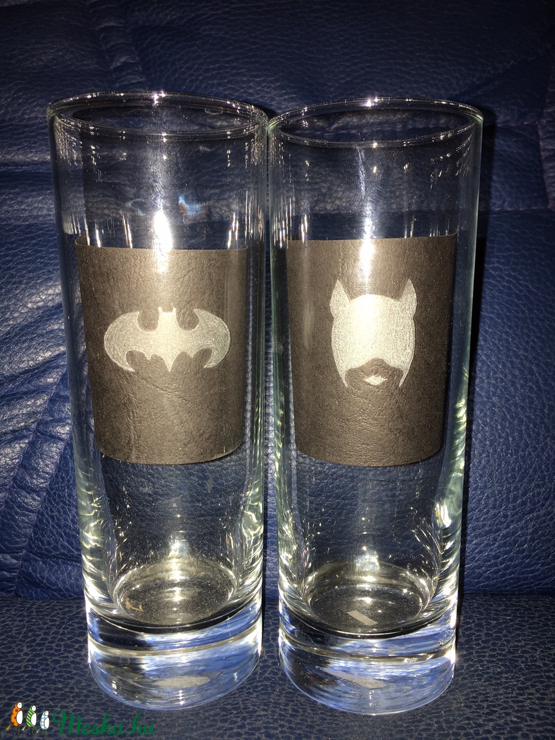 Batman és Catwomen (macskanő) 2 db-os long drink üveg pohár szett kézzel gravírozott  férfi ajándék, bögre -  - Meska.hu
