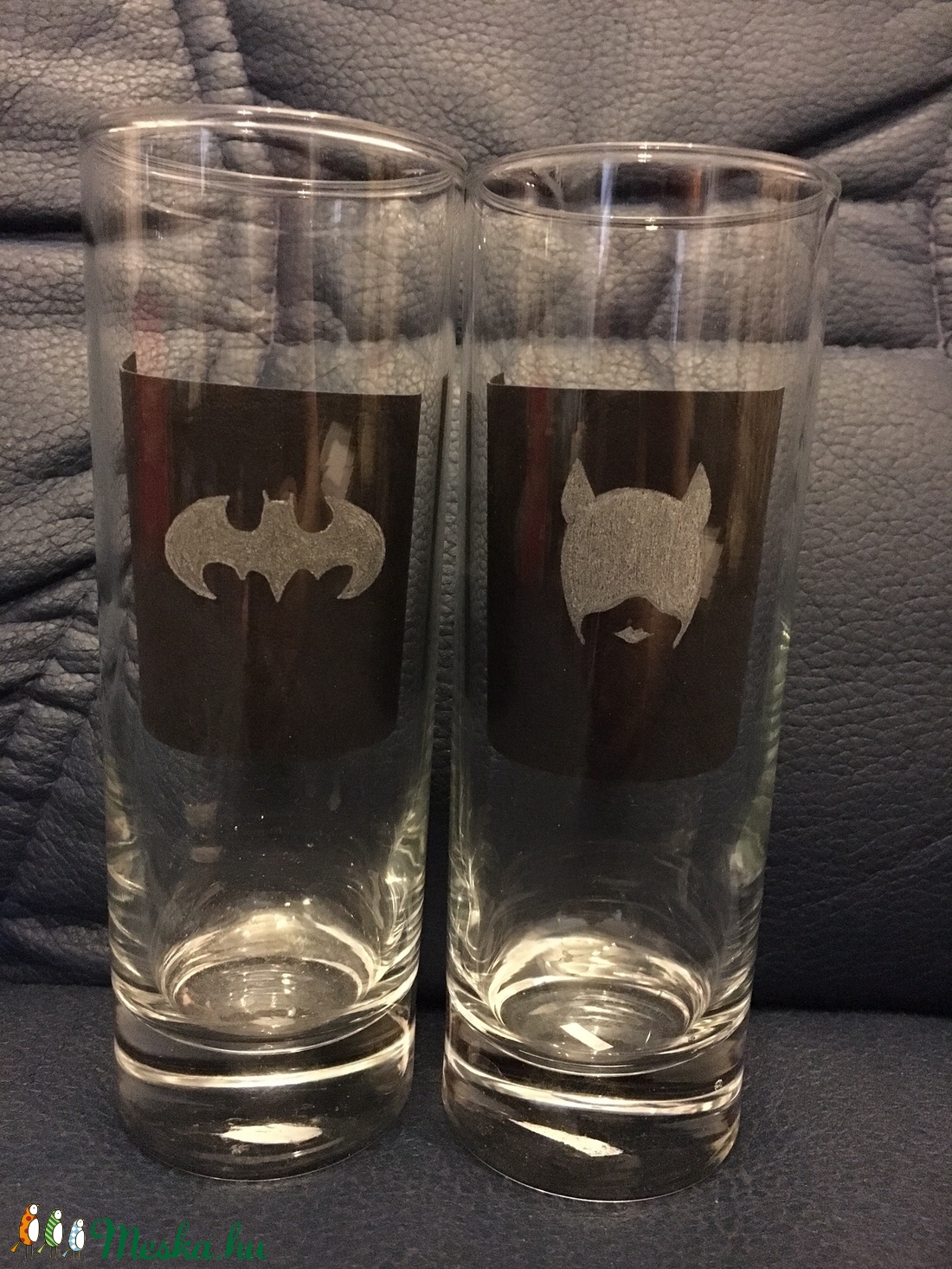 Batman és Catwomen (macskanő) 2 db-os long drink üveg pohár szett kézzel gravírozott  férfi ajándék, bögre -  - Meska.hu