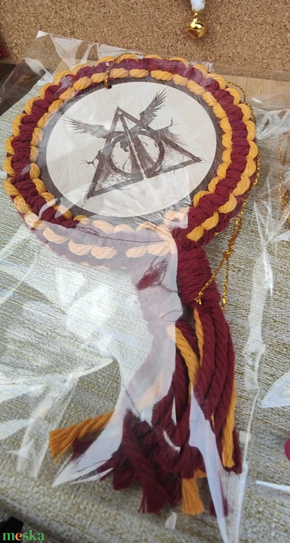 Harry Potter Stílusú makramé  keretes karácsonyfadísz - karácsony - karácsonyi lakásdekoráció - karácsonyfadíszek - Meska.hu