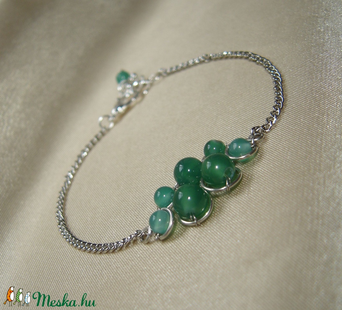 Zöld ásvány karkötő és fülbevaló szett - ékszer - ékszerszett - Meska.hu